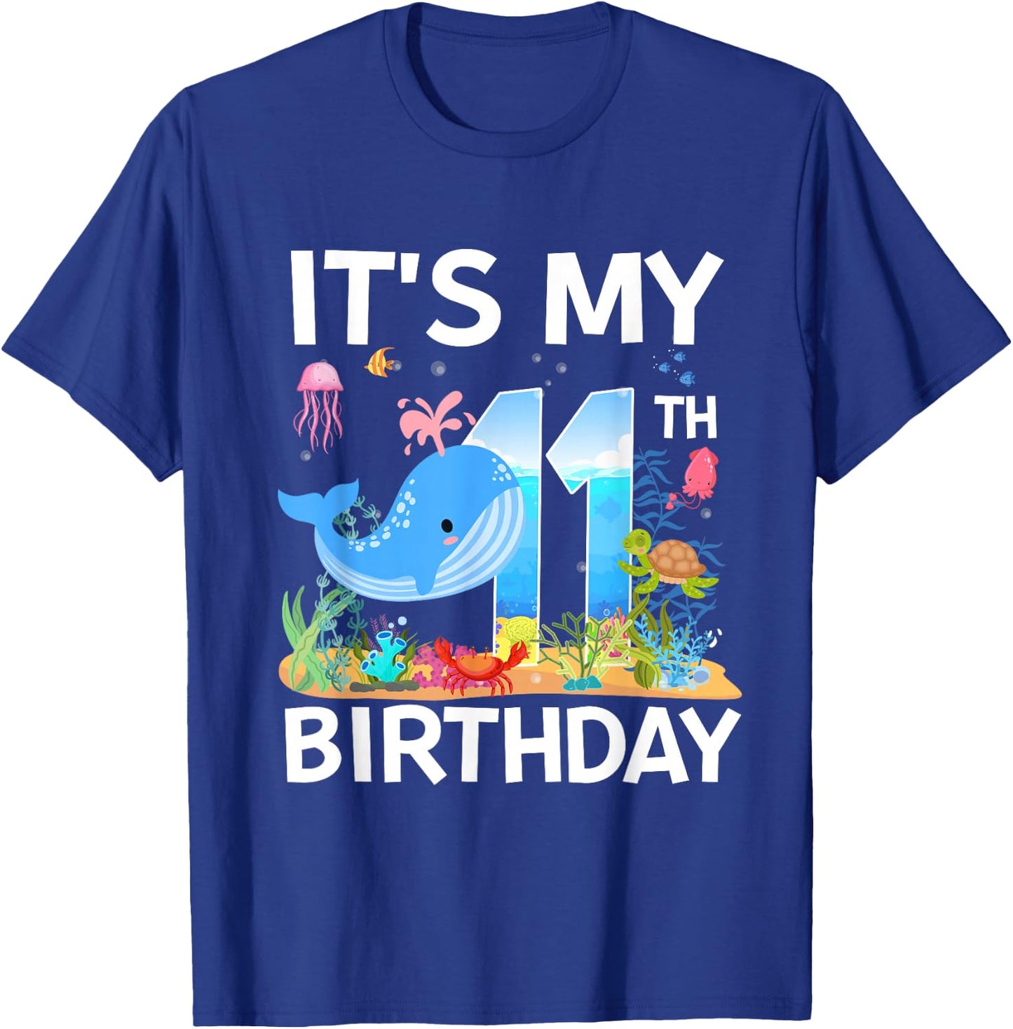 It's My 11th Birthday Whale Sea Animal Theme Party T-Shirt - T-Shirt | Royal
