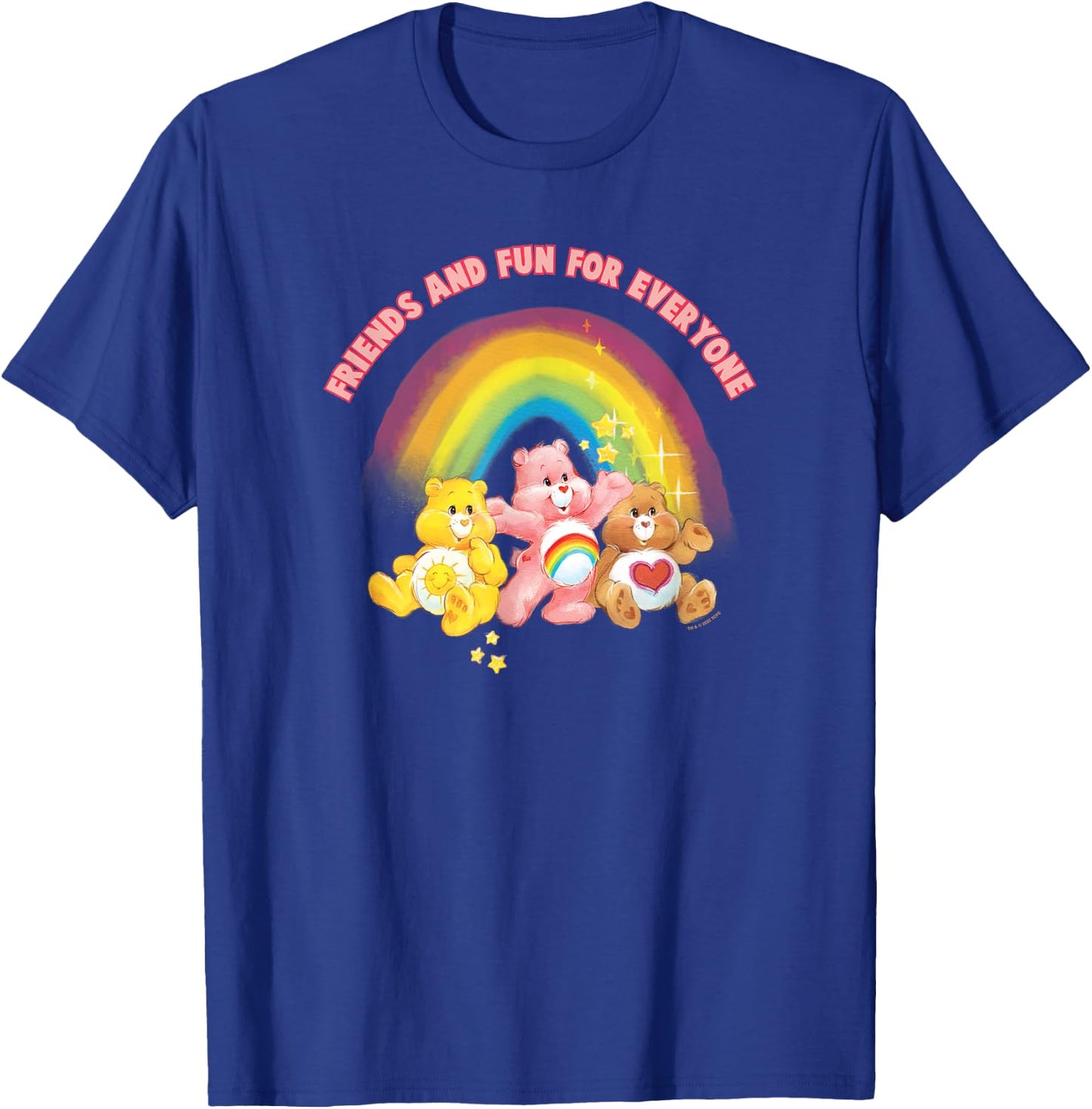 Care Bears Friends And Fun For Everyone Vintage Rainbow Logo , Black, S T-Shirt - T-Shirt | Royal