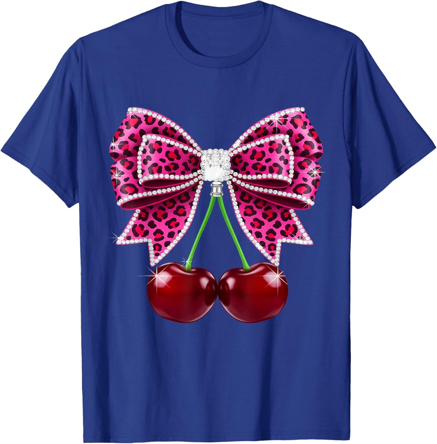 Cherry Leopard Coquette Bow Cute Cherries T-Shirt - T-Shirt | Royal