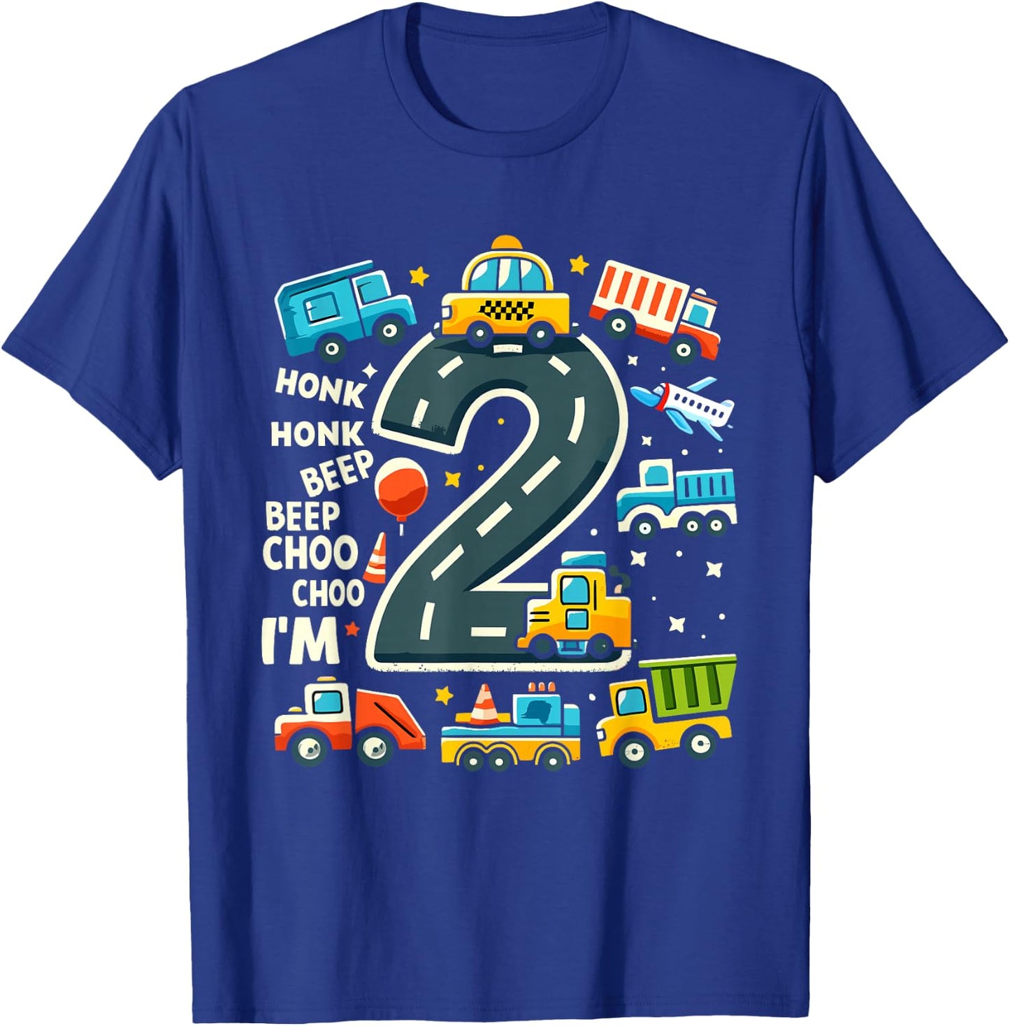 2 Year Old Birthday Boy Truck Car Transport , black T-Shirt - T-Shirt | Royal