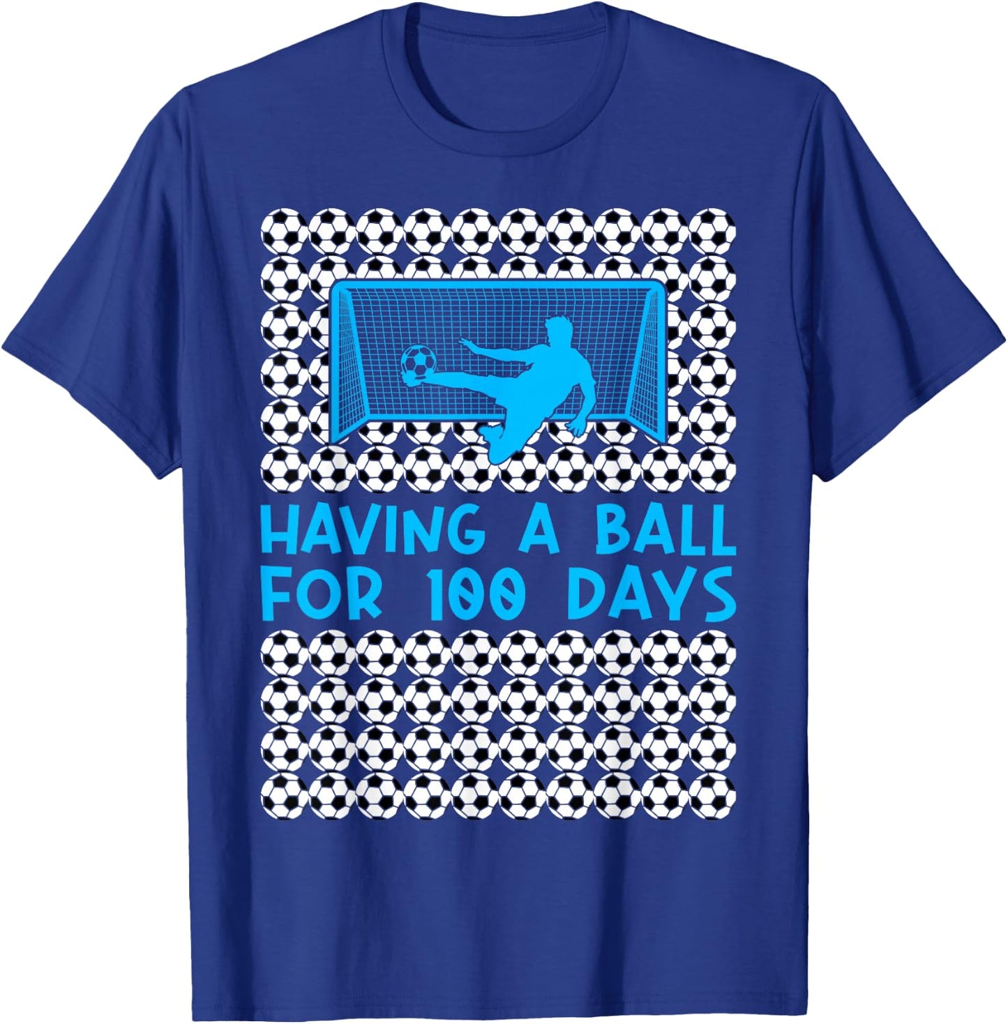 100 Days Of School Soccer 100th Day Of School For Boys Kids T-Shirt - T-Shirt | Royal