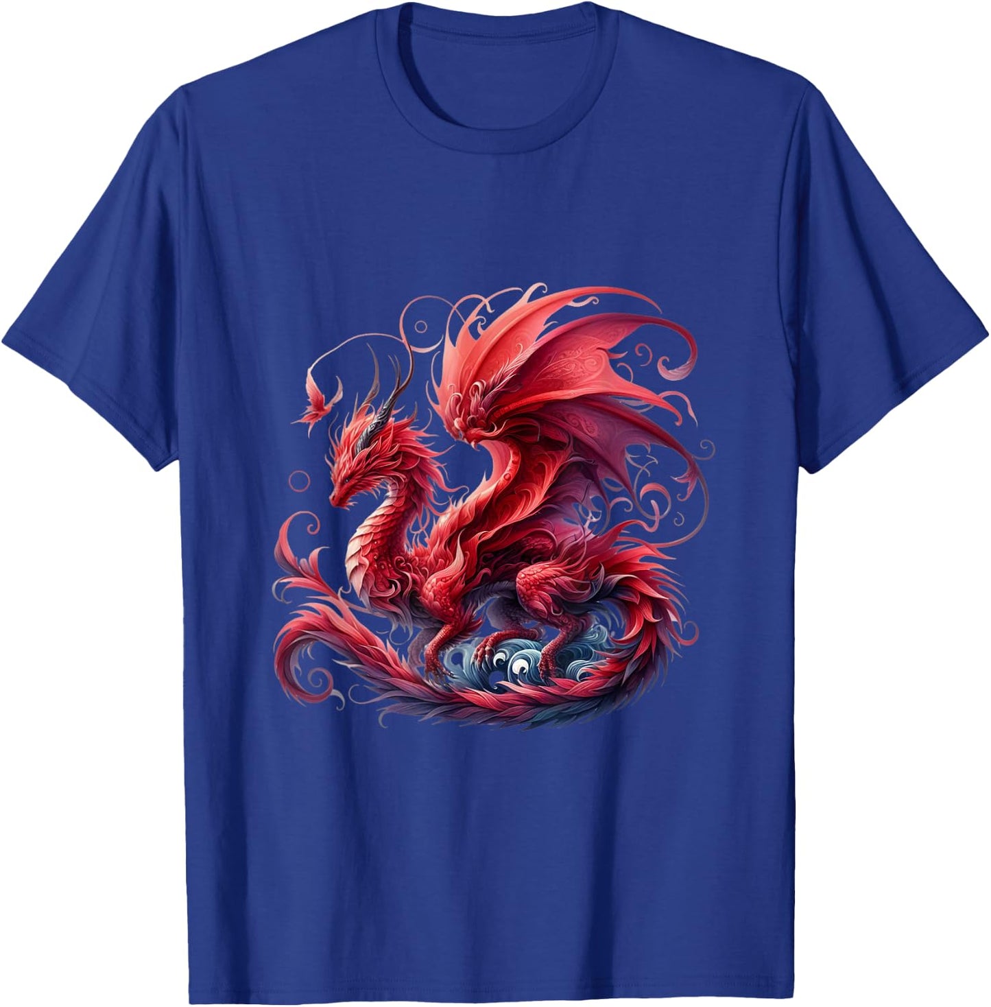 Flying Mythical Creature Cool Dragon Flame-Spewing Dragon T-Shirt - T-Shirt | Royal