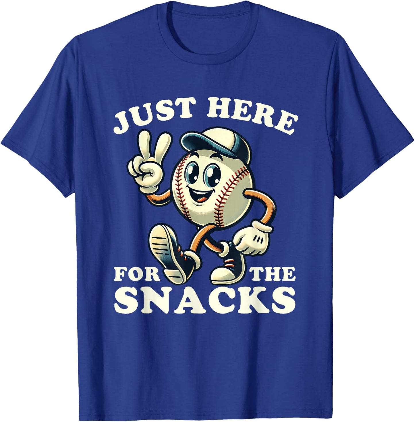 Baseball Just Here for the Snacks Funny Men Women Kids T-Shirt - T-Shirt | Royal
