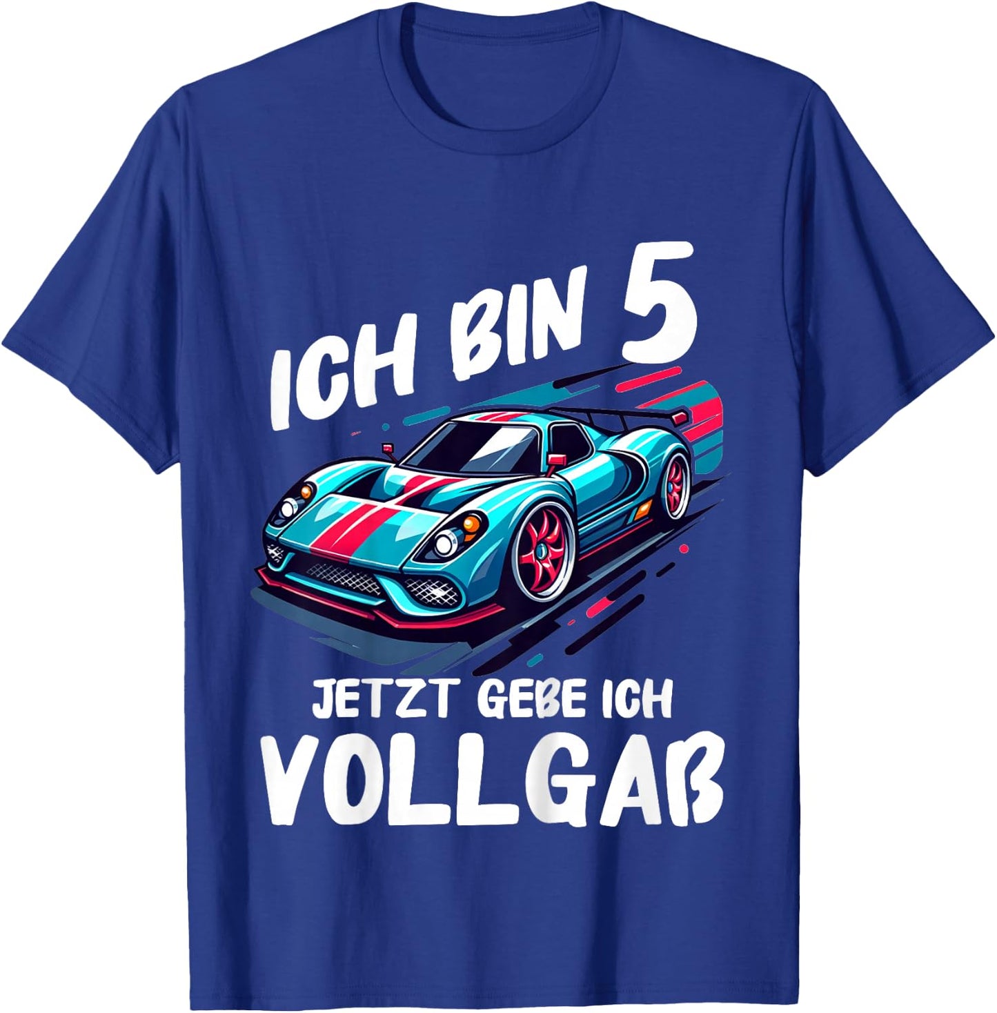 Children's 5th Birthday with German Text "Ich bin 5 Jahre jetzt gebe ich Vollgaß" [German, black T-Shirt - T-Shirt | Royal