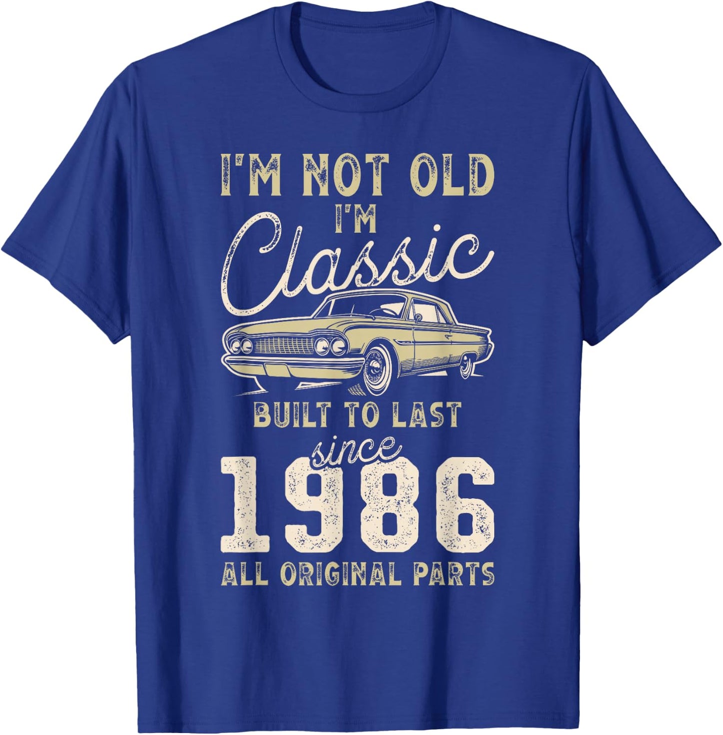 Born In 1986, 39th Birthday, Collectible Car T-Shirt - T-Shirt | Royal