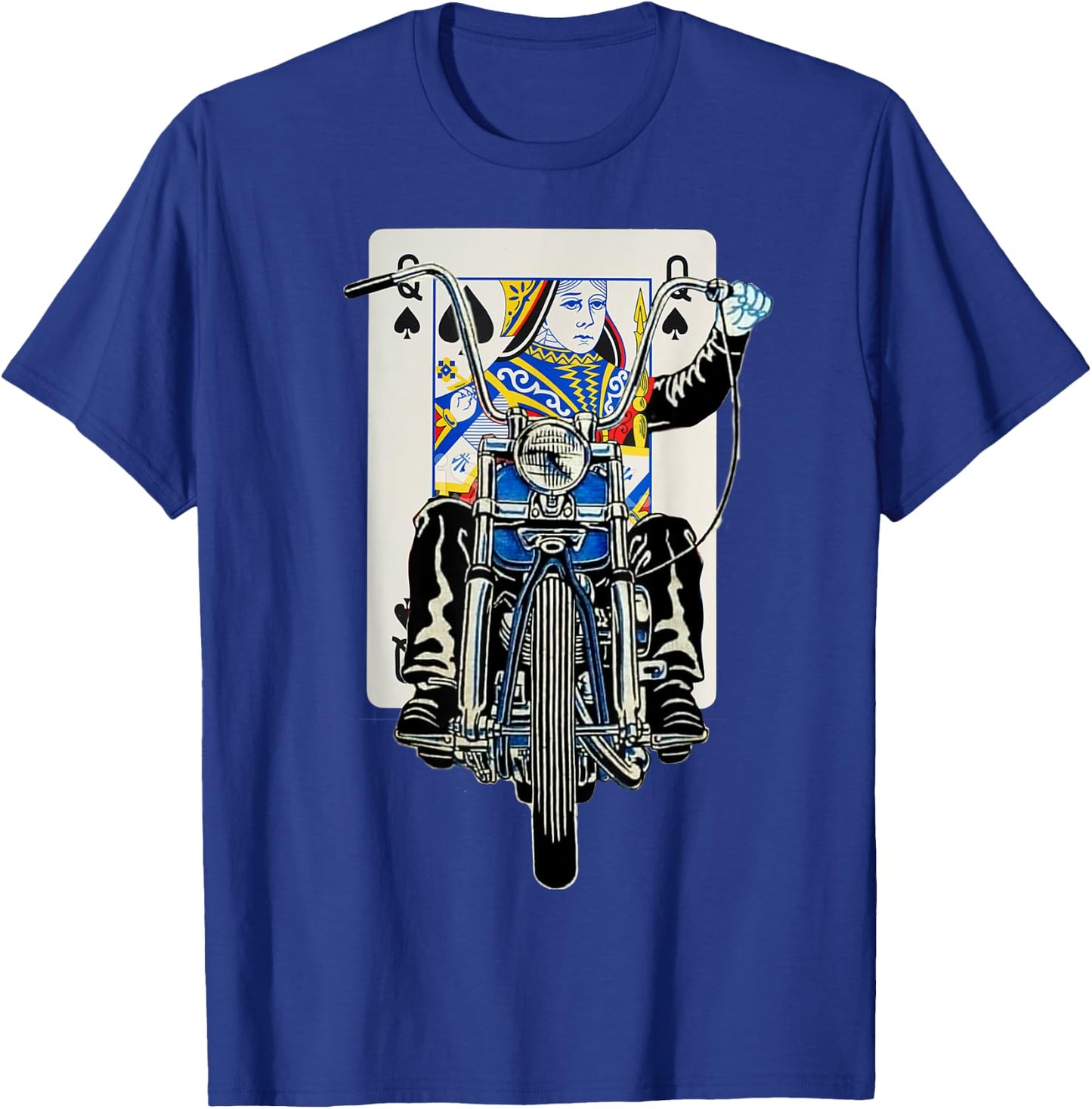 Biker Queen of Spades Playing Card Rider Motorcycle T-Shirt - T-Shirt | Royal