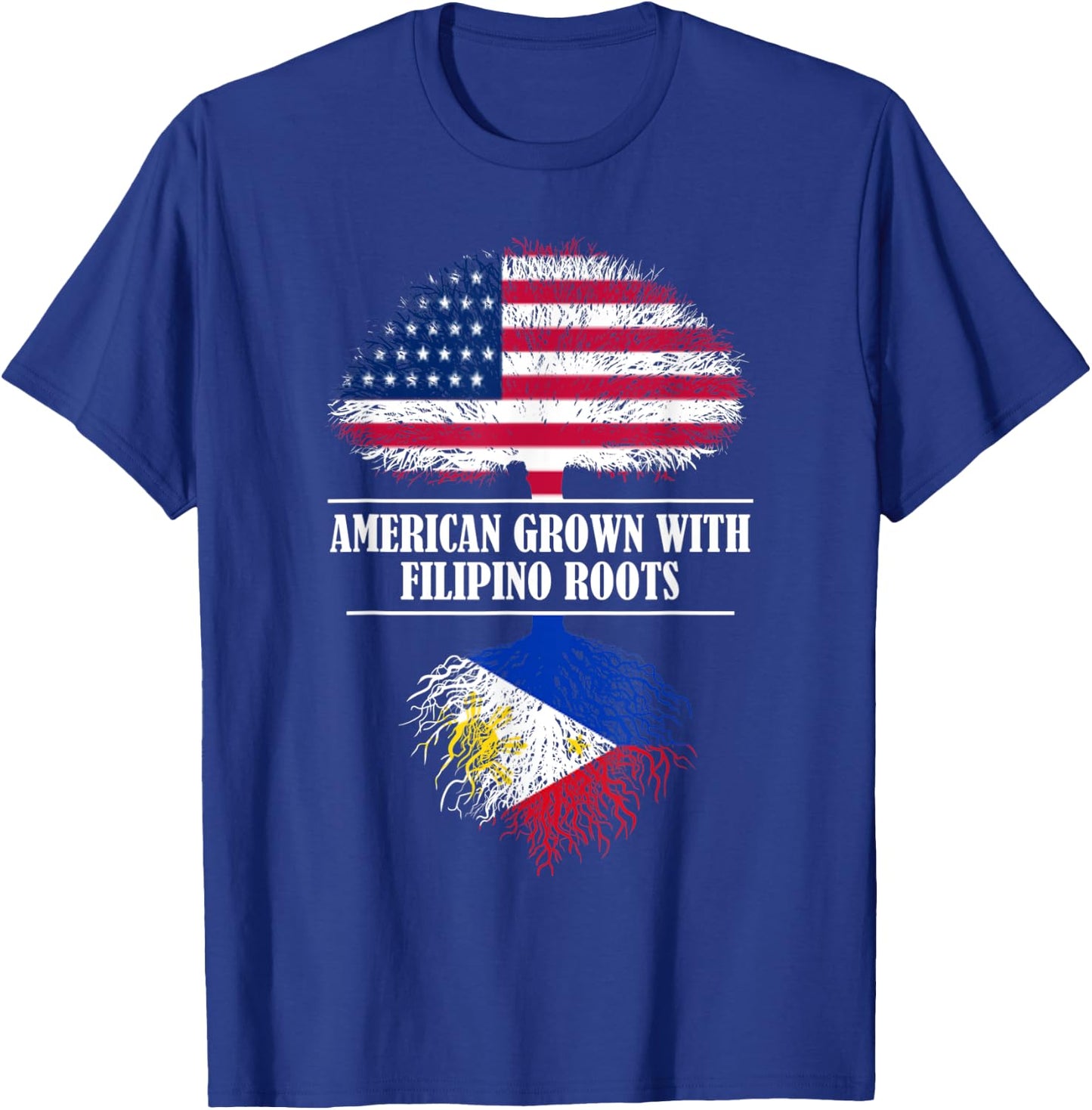 American grown with filipino roots Philippines flag gift T-Shirt - T-Shirt | Royal