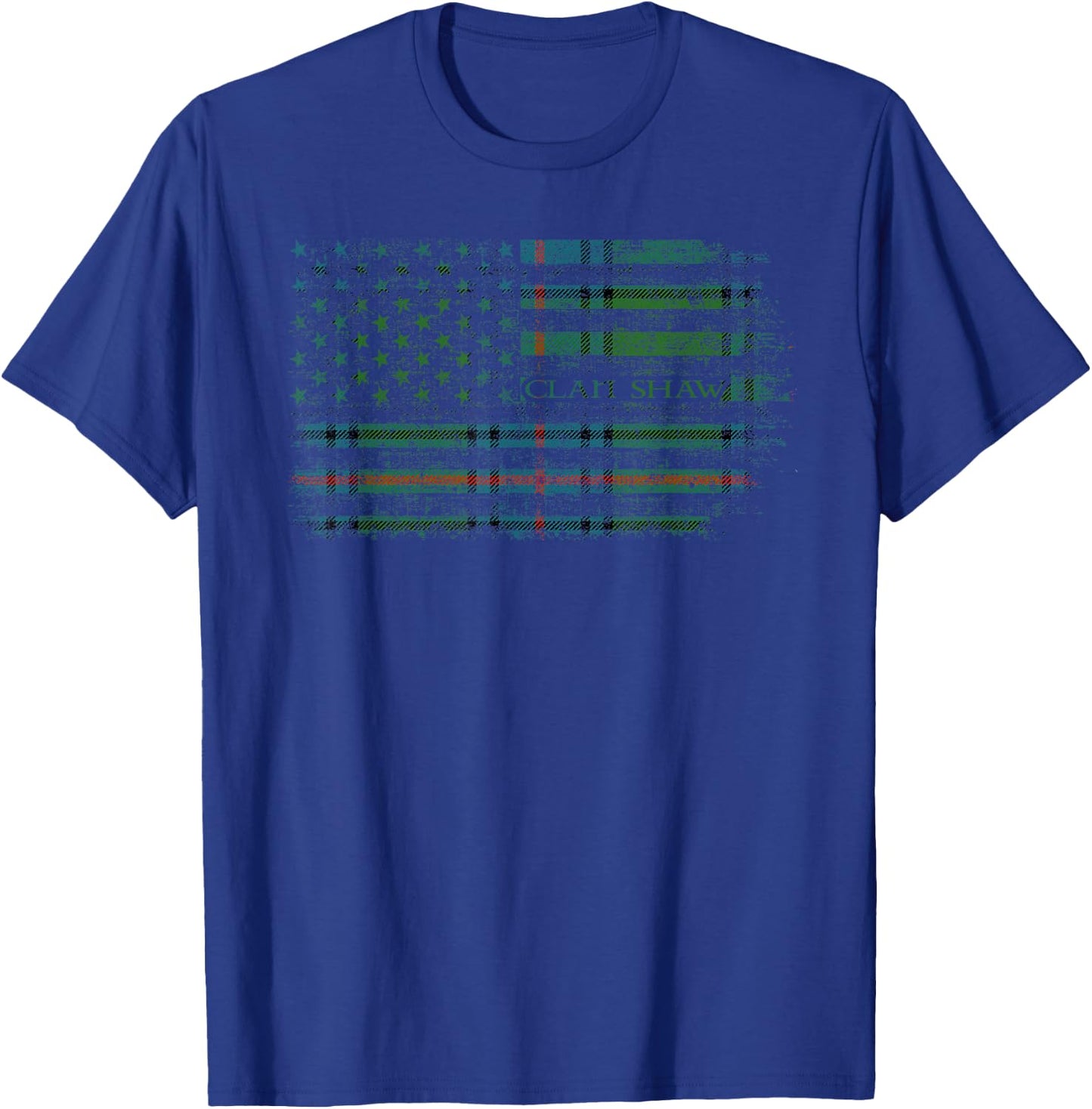 Clan Shaw Scottish tartan US flag kilt Scotland T-Shirt - T-Shirt | Royal