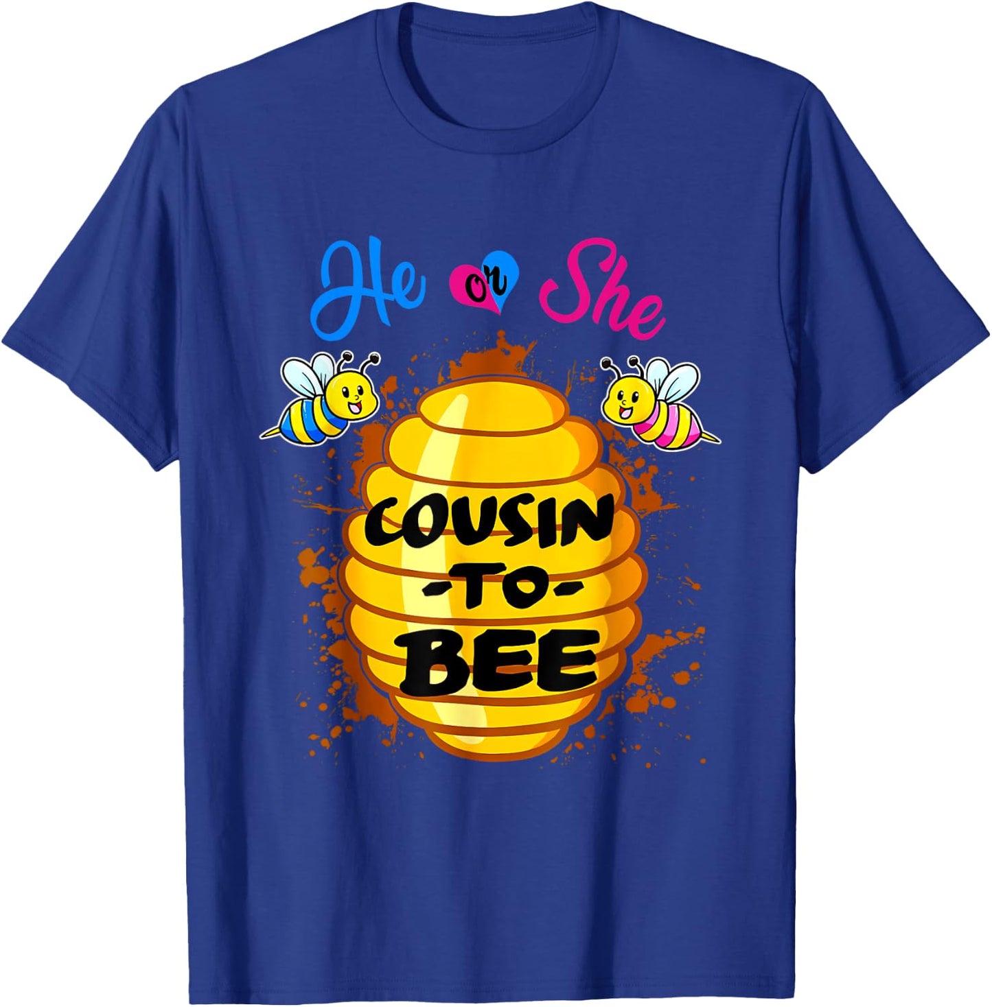 He Or She Cousin To Bee Gender Reveal Pregnancy Announcement T-Shirt - T-Shirt | Royal