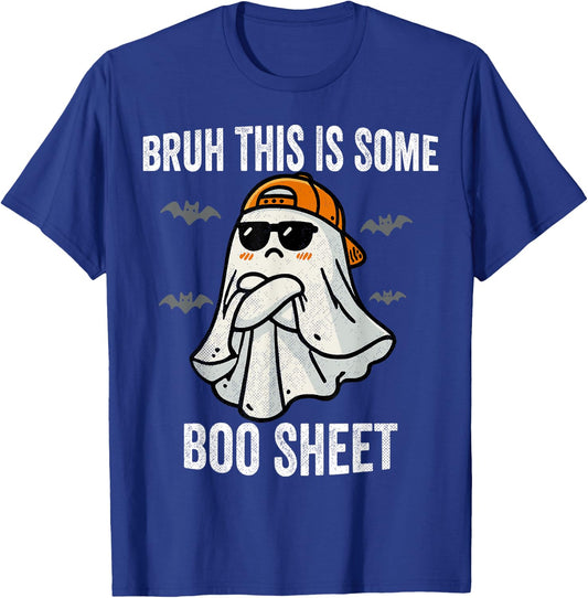 Bruh This Is Some Boo Sheet Funny Halloween Ghost Vintage T-Shirt - T-Shirt | Royal