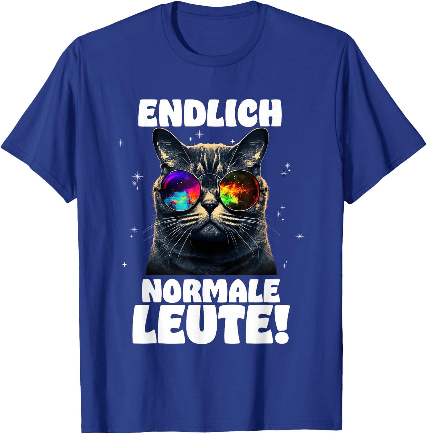 Finally Normal People Rave Trippy Trance Goa Cat , black T-Shirt - T-Shirt | Royal