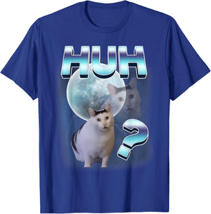 Huh? Funny Confused Cat Moon Meme Funny Space Cats Stupid T-Shirt - T-Shirt | Royal