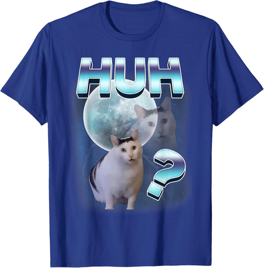 Huh? Funny Confused Cat Moon Meme Funny Space Cats Stupid T-Shirt - T-Shirt | Royal