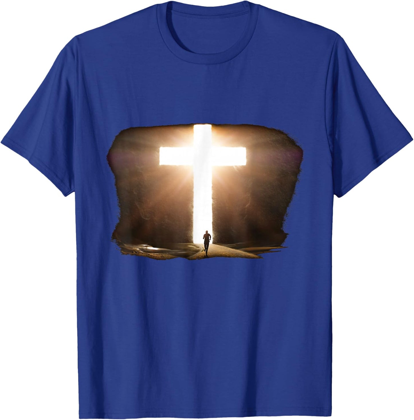 Jesus Christ Faith Cross in the Rock Christian Running Men T-Shirt - T-Shirt | Royal