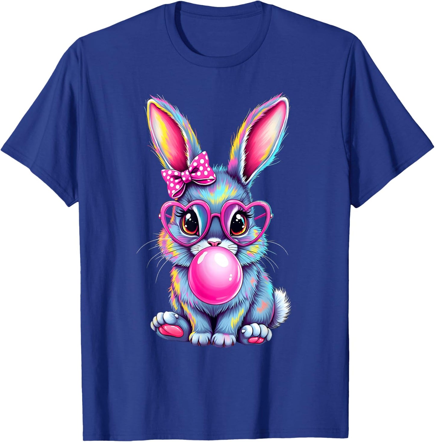 Happy Easter Bunny Coquette Bow Brushstroke Easter Girl Kids T-Shirt - T-Shirt | Royal