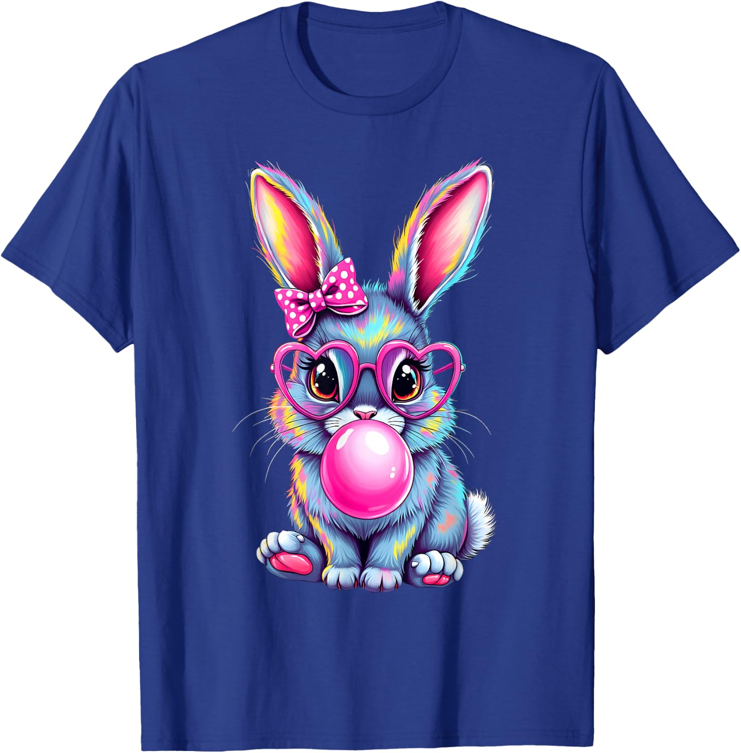 Happy Easter Bunny Coquette Bow Brushstroke Easter Girl Kids T-Shirt - T-Shirt | Royal