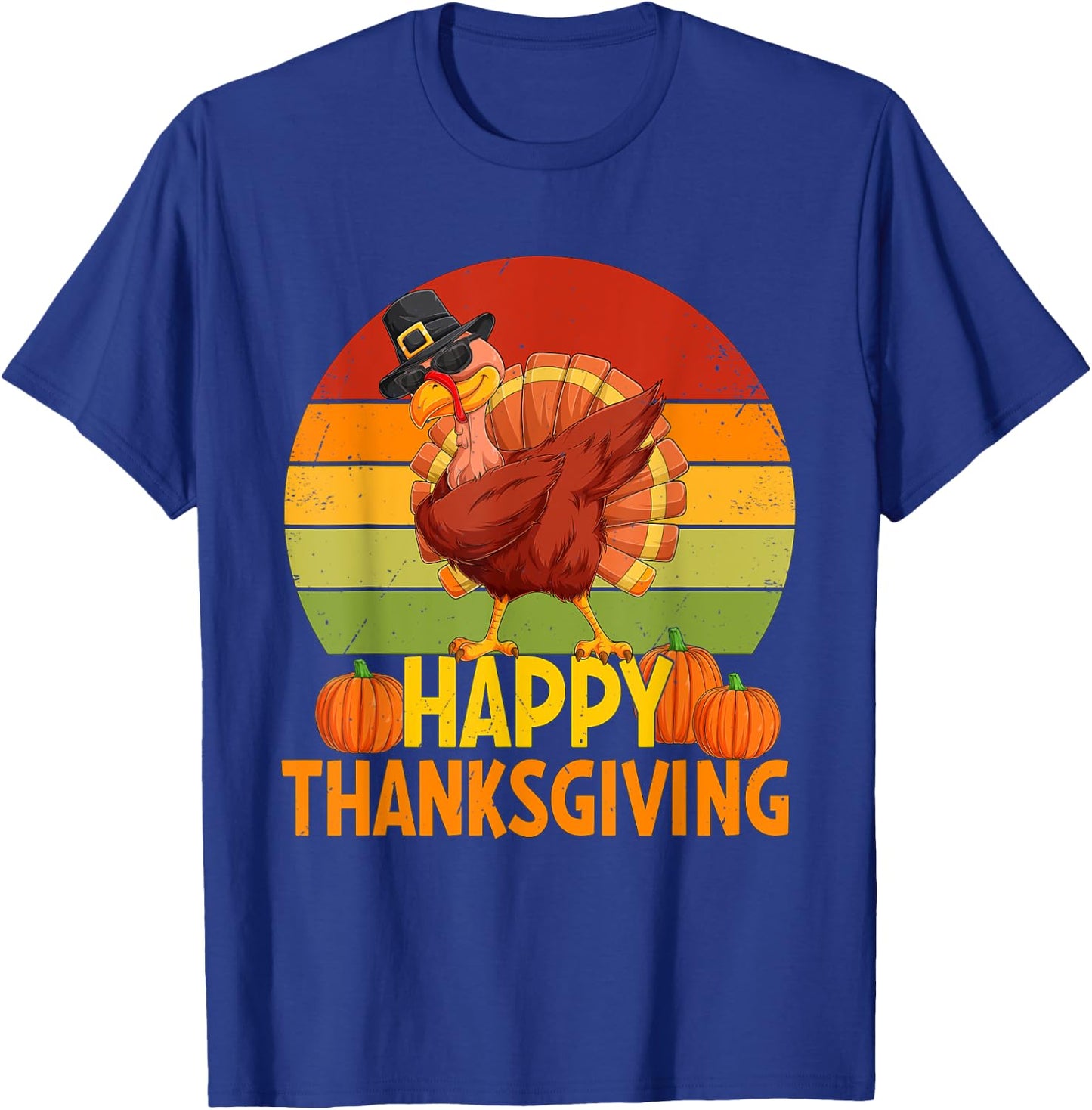 Happy Thanksgiving Dabbing Turkey Pilgrim Boys Girls Toddler T-Shirt - T-Shirt | Royal