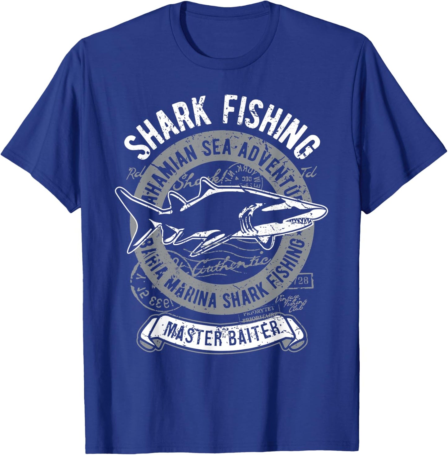 Shark Fisherman Vintage Angler Black Tip Shark Master Baiter T-Shirt - T-Shirt | Royal