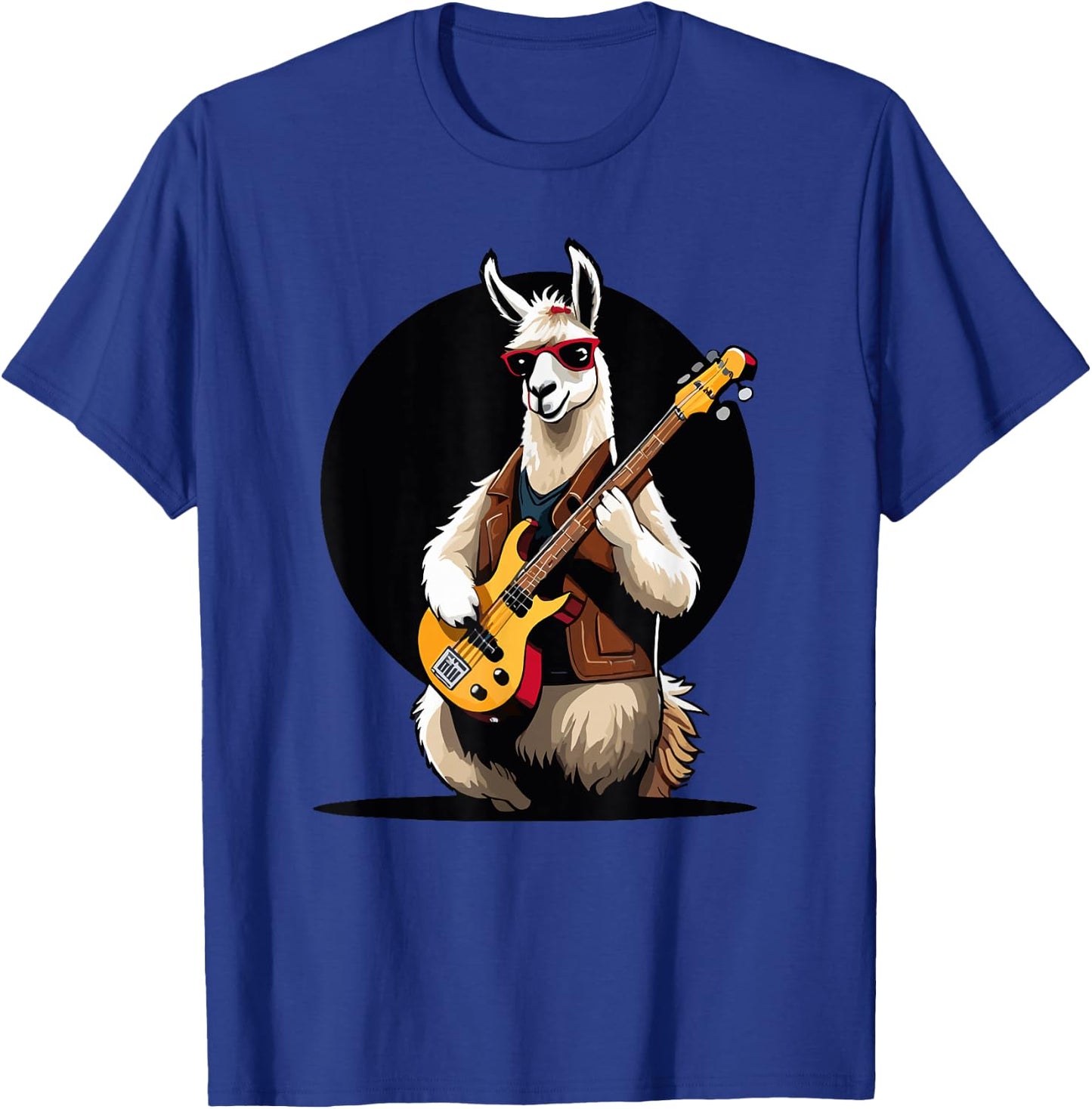 Llama playing Electric Guitar, Llama Guitarist T-Shirt - T-Shirt | Royal