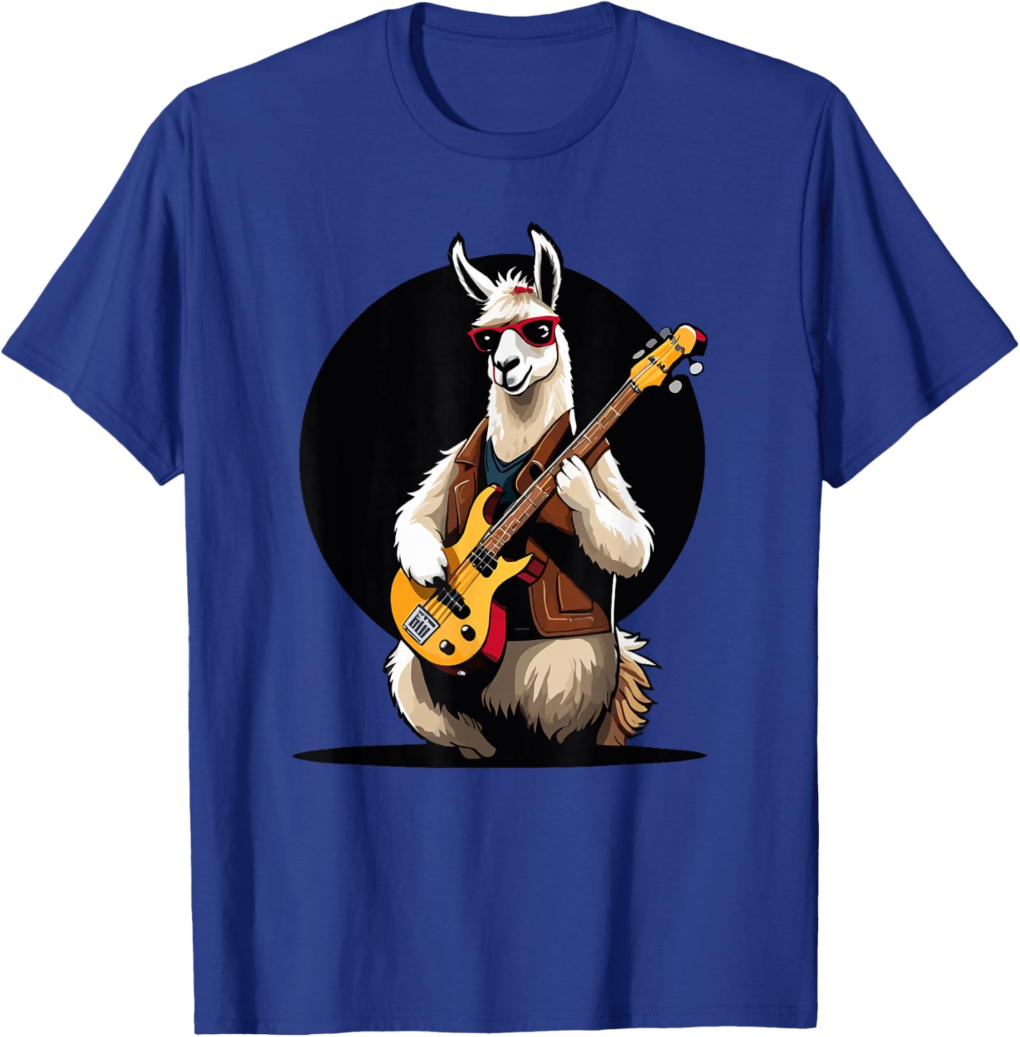 Llama playing Electric Guitar, Llama Guitarist T-Shirt - T-Shirt | Royal