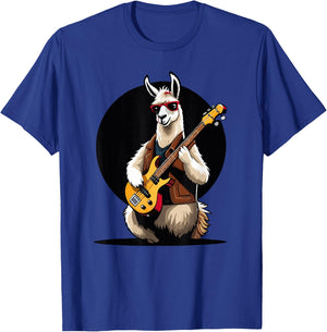 Llama playing Electric Guitar, Llama Guitarist T-Shirt - T-Shirt | Royal