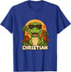 Kids Christian - Dinosaur T-Rex Themed Design with Name for Kids T-Shirt - T-Shirt | Royal