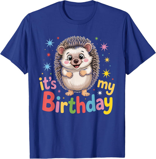 Birthday Hedgehog Women Men & Kids T-Shirt - T-Shirt | Royal