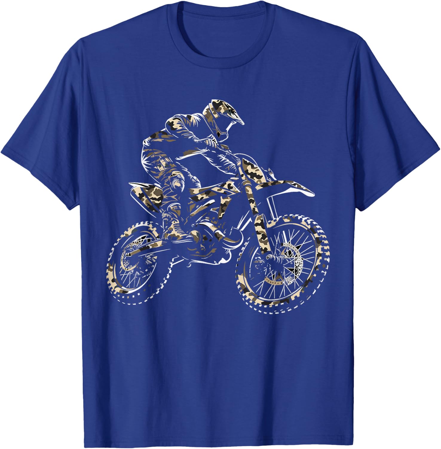 Camo Motocross Dirt Bike Camouflage T-Shirt - T-Shirt | Royal
