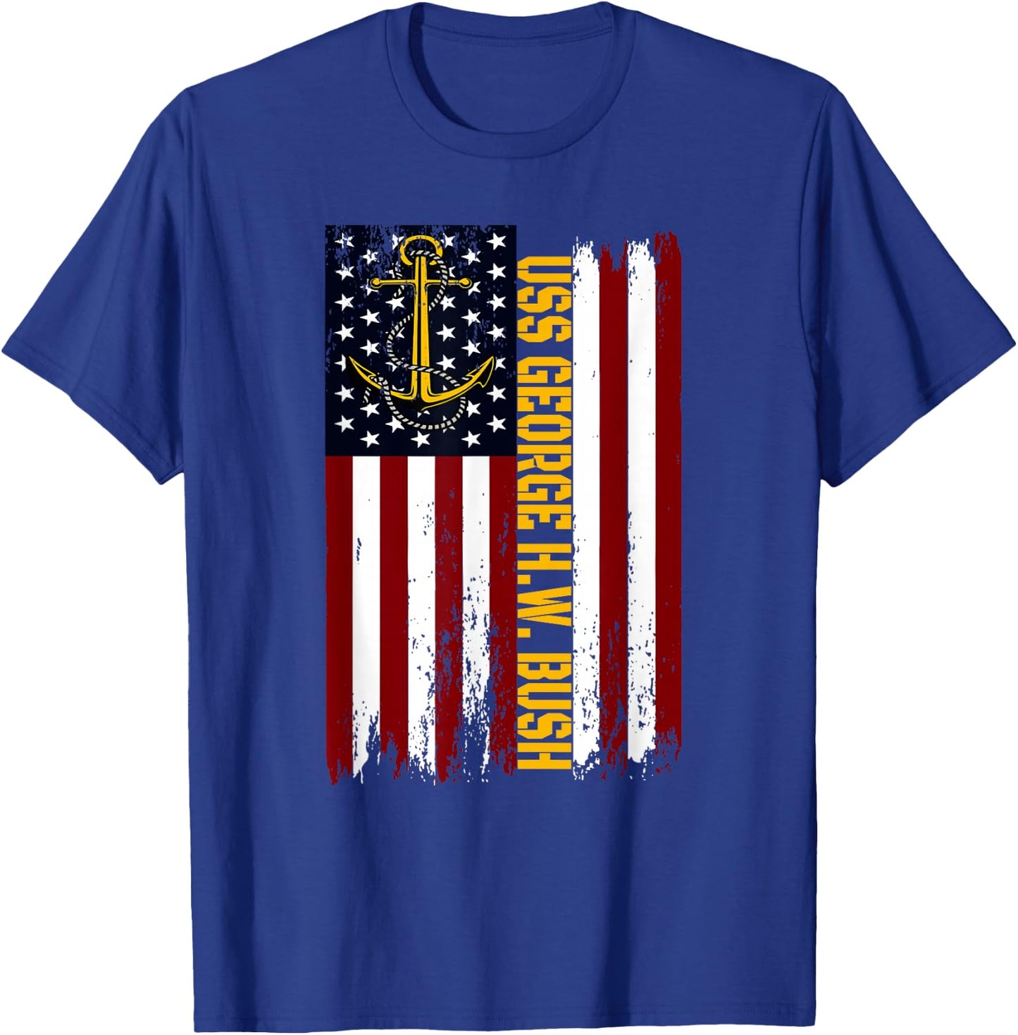 Aircraft Carrier USS George H.W. Bush Veteran Father Grandpa T-Shirt - T-Shirt | Royal