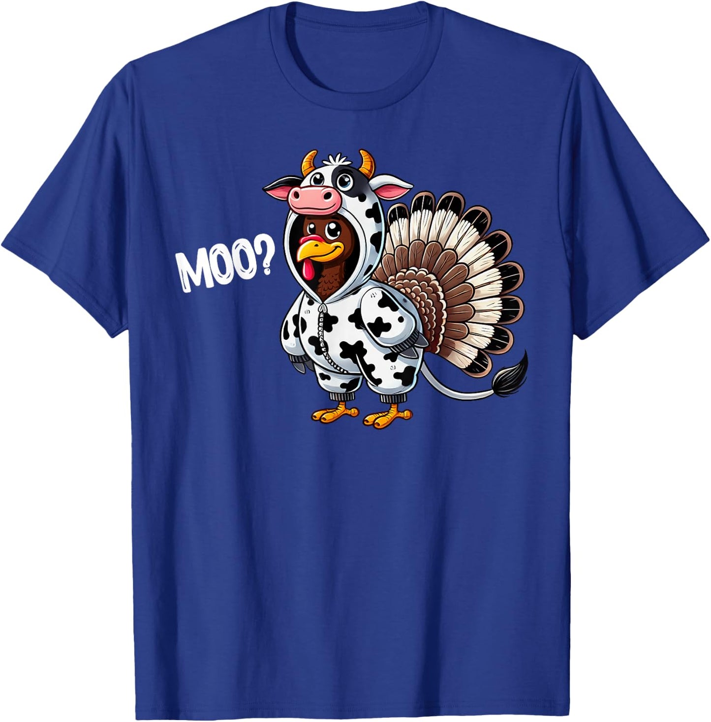 Turkey Moo Funny Thanksgiving Fake Cow Costume Halloween T-Shirt - T-Shirt | Royal