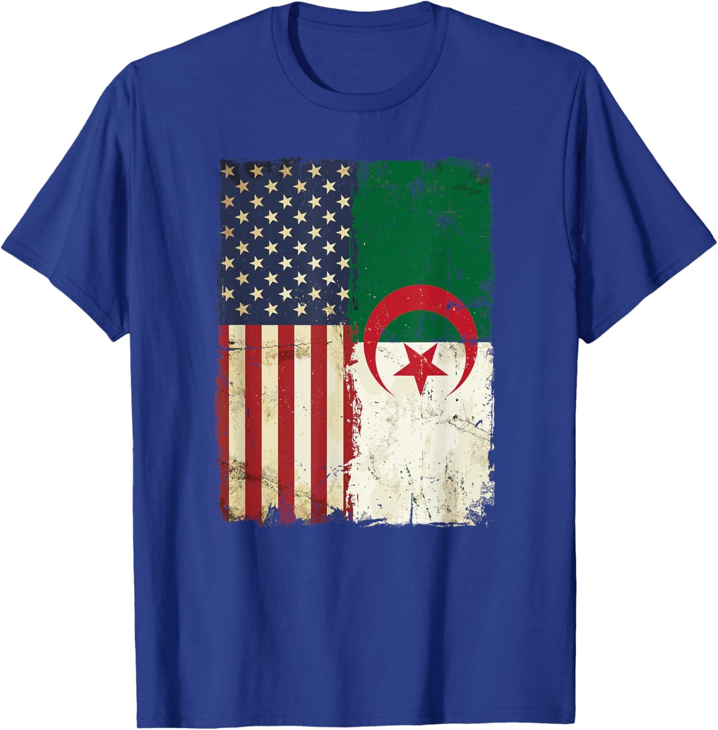 Algerian American Flag Pride Heritage Patriotic Vintage T-Shirt - T-Shirt | Royal