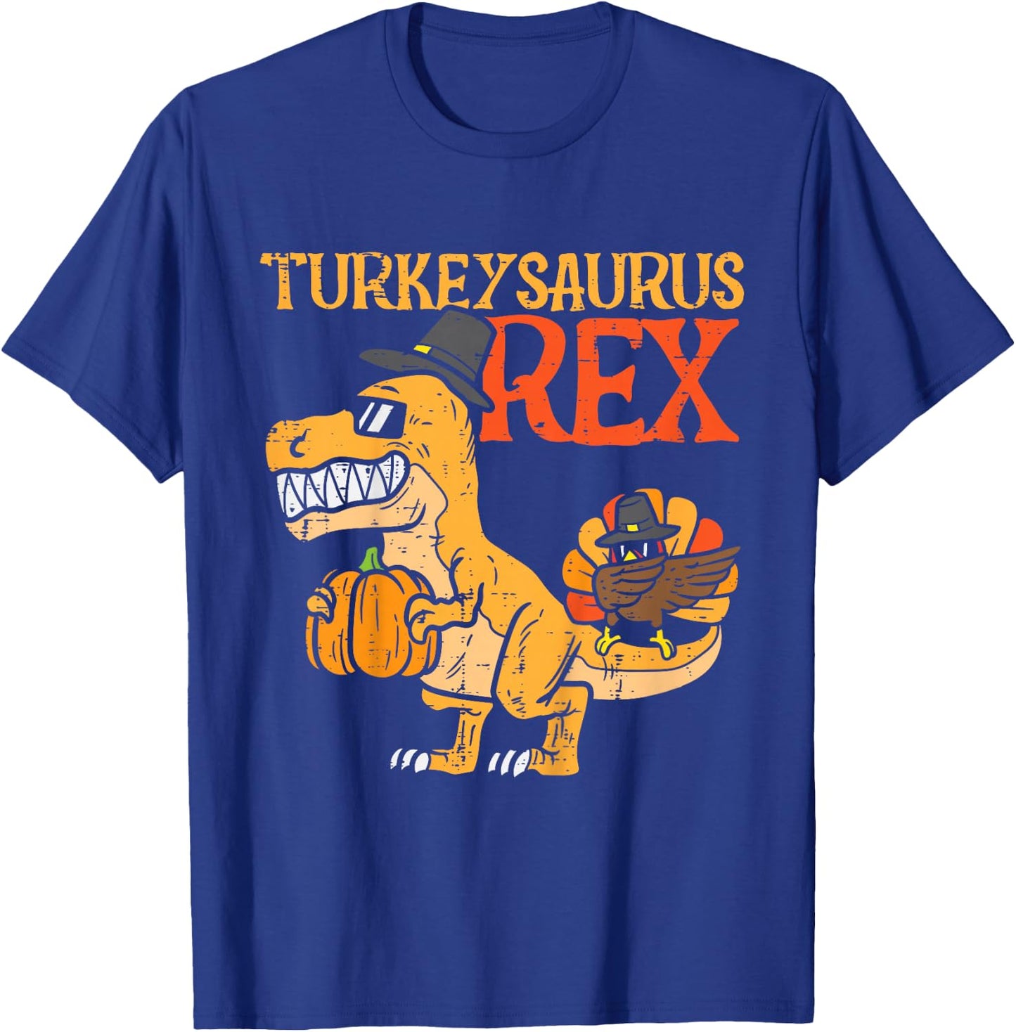 Turkeysaurus Rex Dab Turkey Dino Toddler Boys Thanksgiving T-Shirt - T-Shirt | Royal
