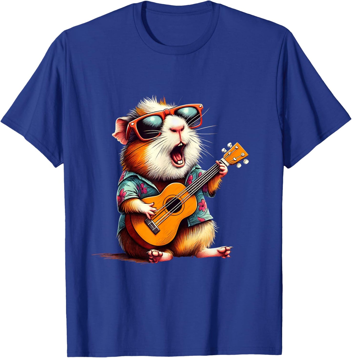Guinea Pig Wearing a Hawaiian Shirt, Playing a Ukulele T-Shirt - T-Shirt | Royal