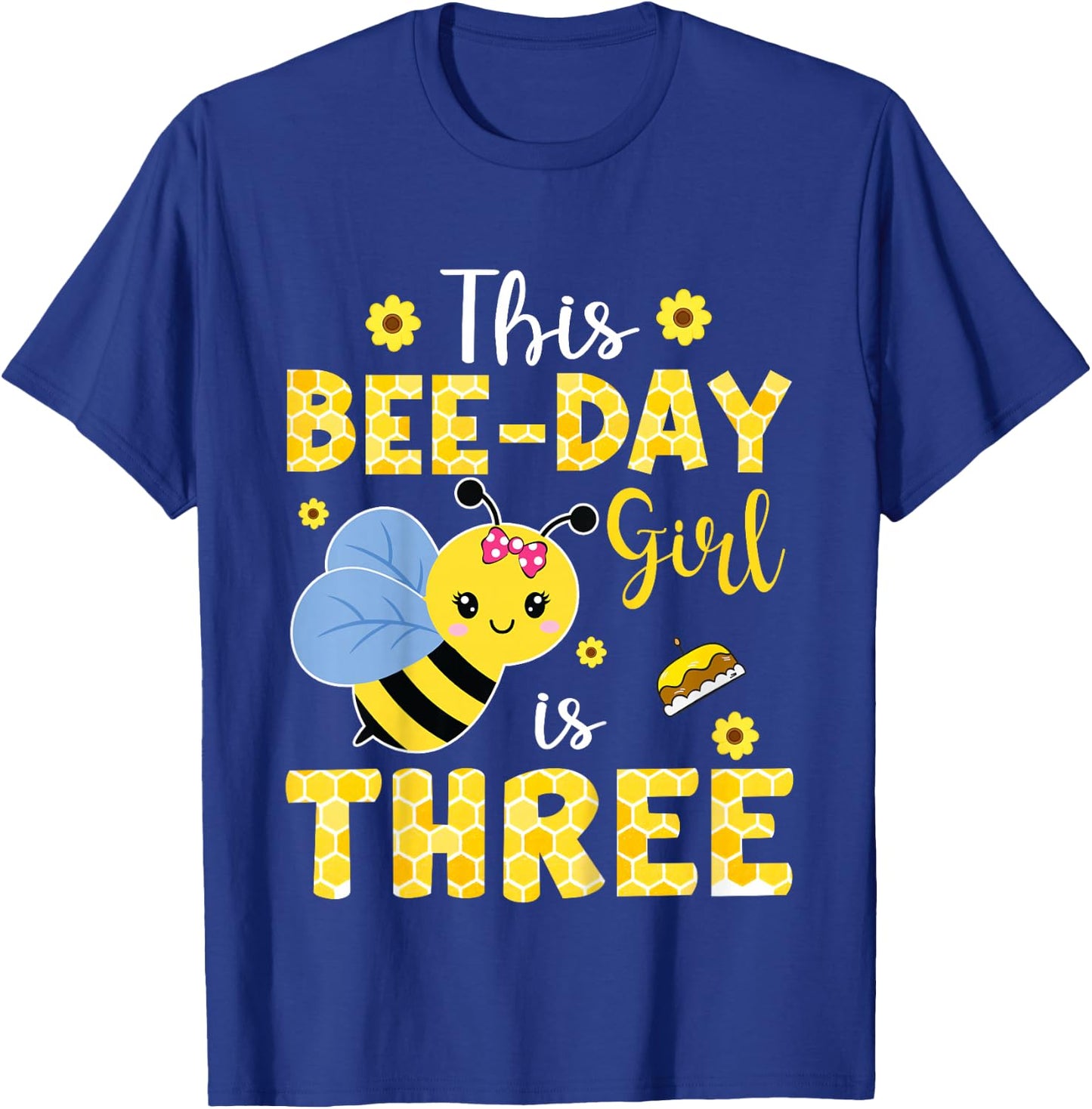 This Bee-Day Girl Is Three 3 Years Old 3rd Birthday Kids T-Shirt - T-Shirt | Royal