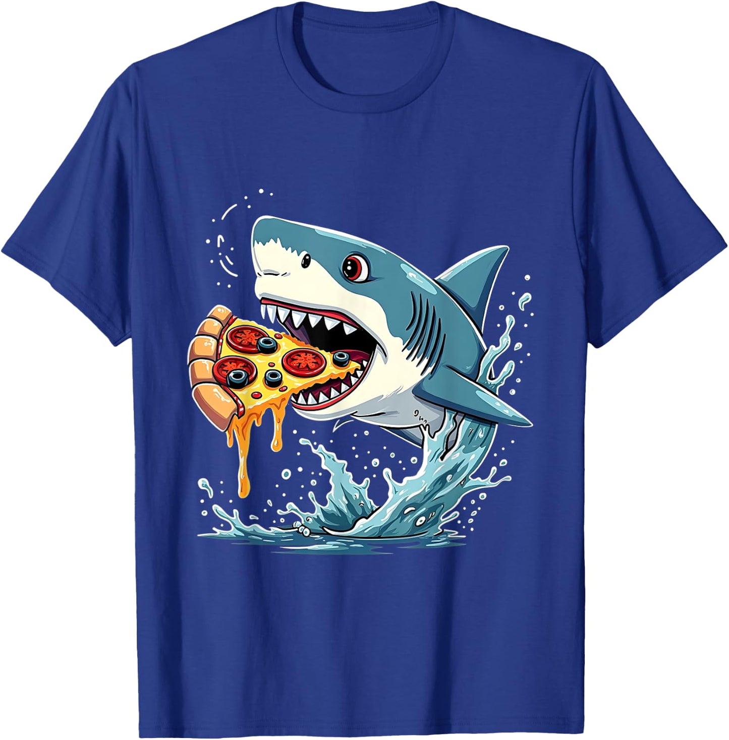 Shark Eating Pizza Funny Pizza Lover Men Women T-Shirt - T-Shirt | Royal