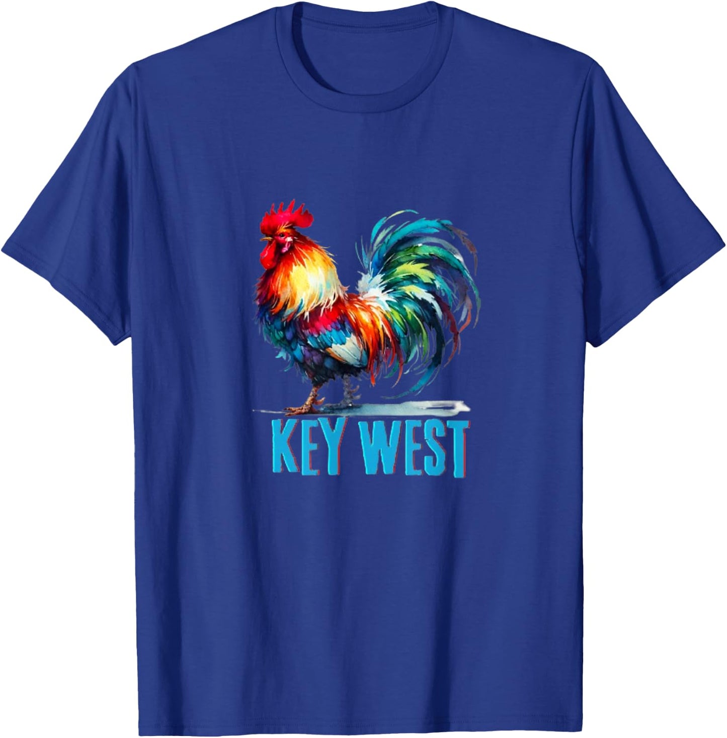Key West Colorful Rooster Florida Keys T-Shirt - T-Shirt | Royal
