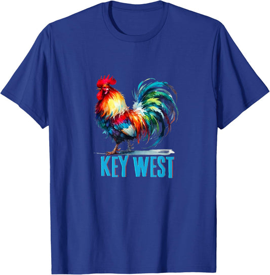 Key West Colorful Rooster Florida Keys T-Shirt - T-Shirt | Royal