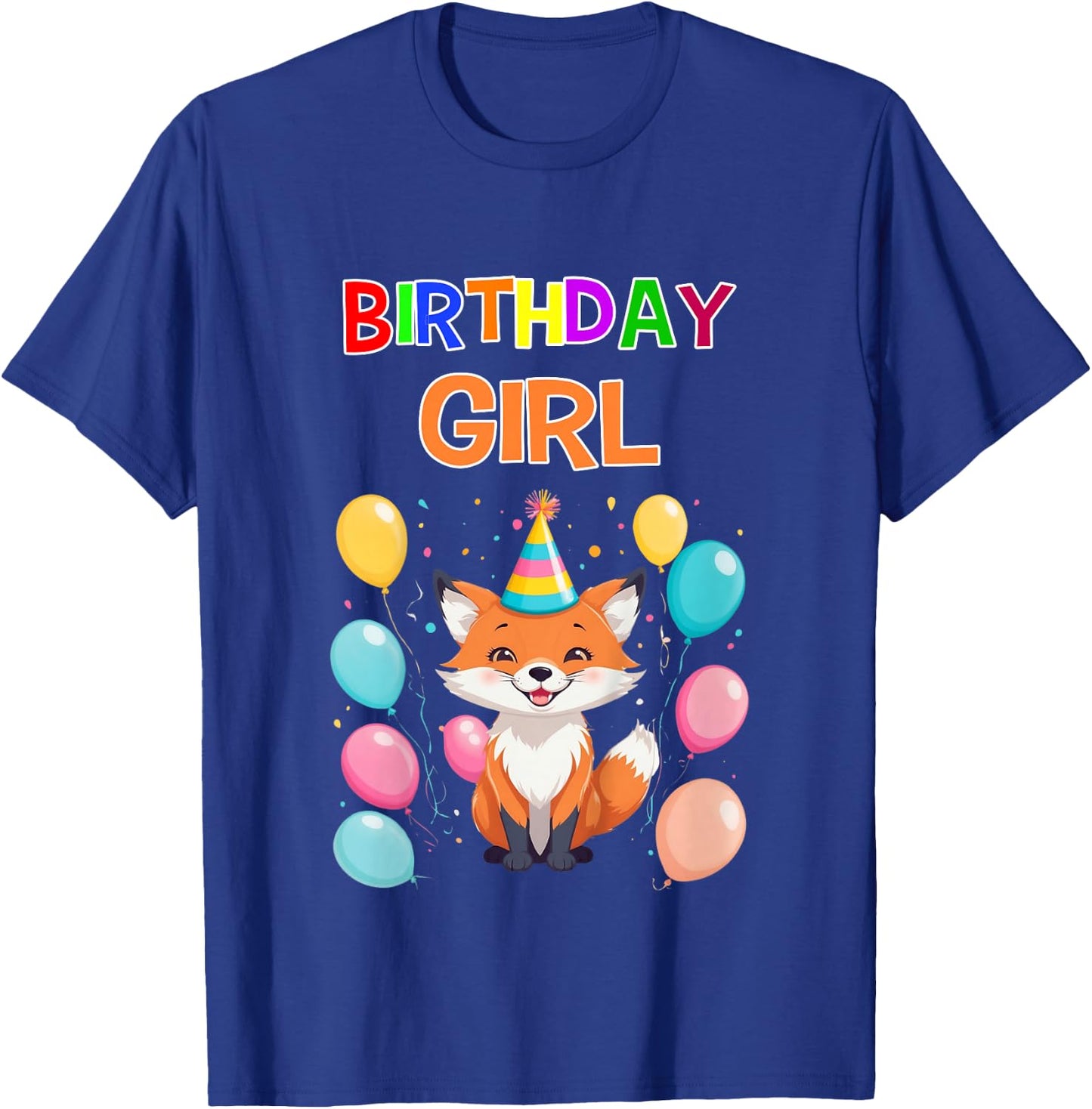 Girld Fox Birthday TShirtz & More Fox Birthday Shirt Girls Fox Lover Birthday Girl T-Shirt - T-Shirt | Royal