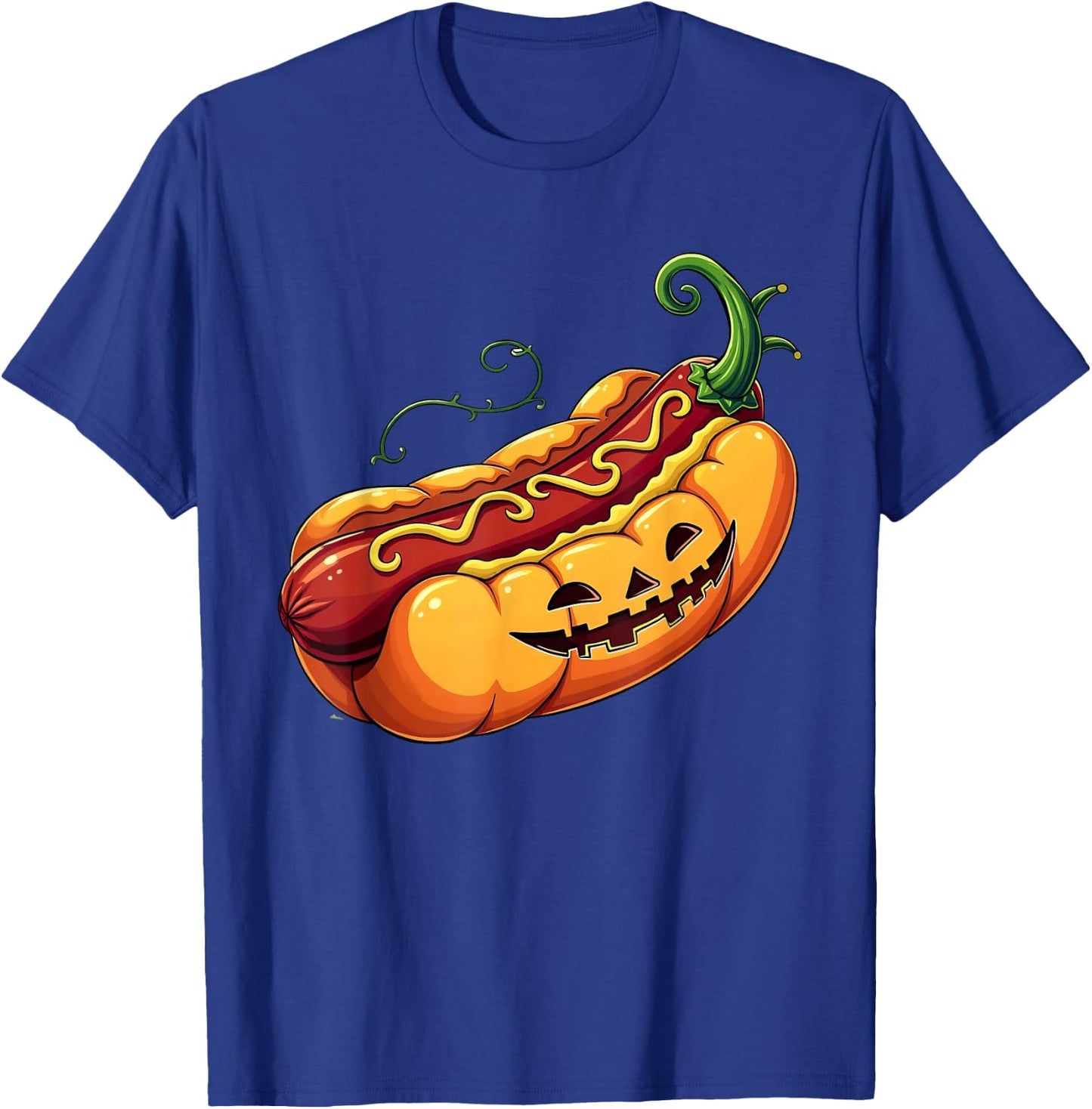 Scary Hotdog Pumpkin Funny Halloween Kids T-Shirt - T-Shirt | Royal