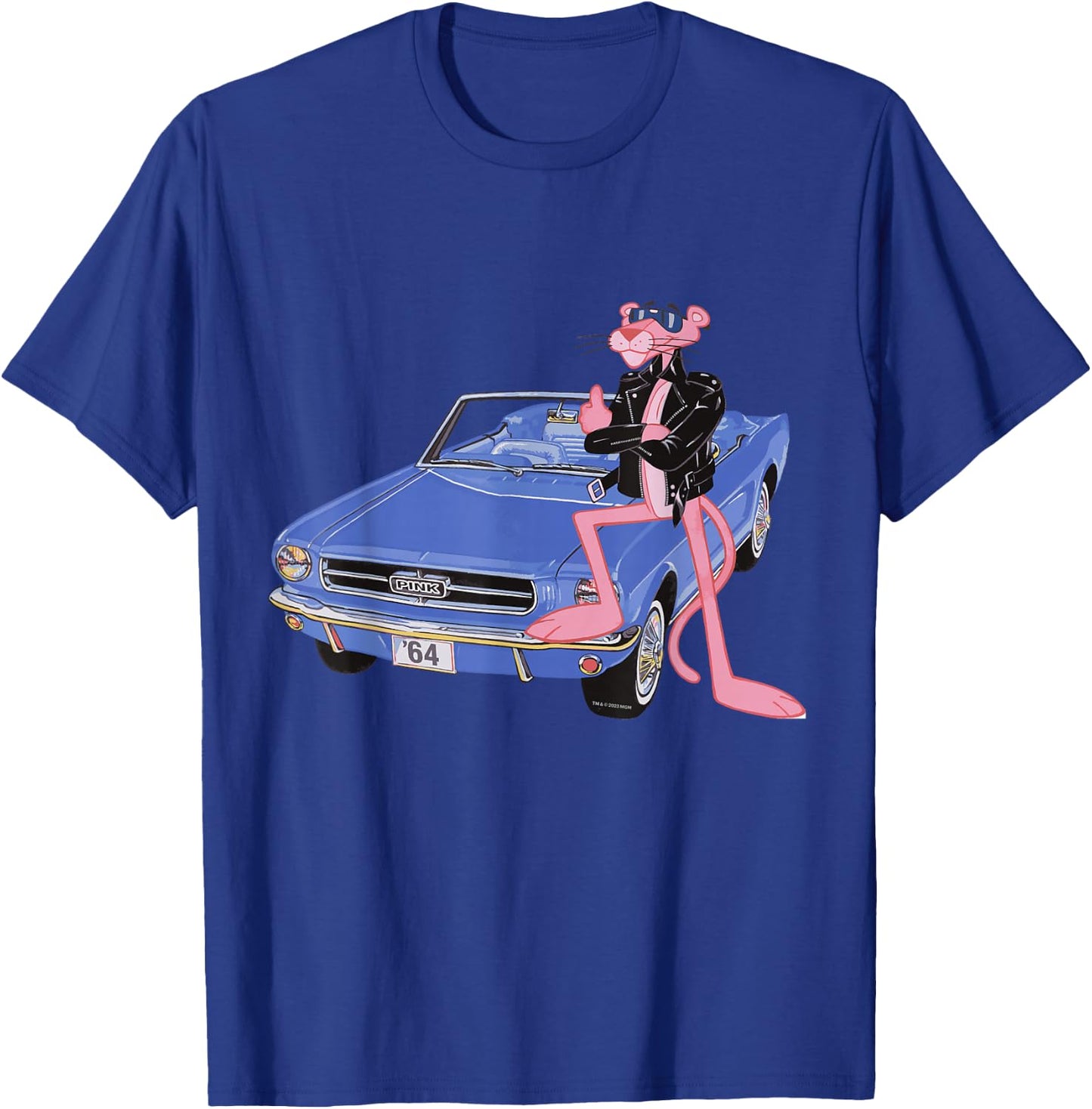 Pink Panther Vintage 1964 Convertible Car Cool Cat , black T-Shirt - T-Shirt | Royal