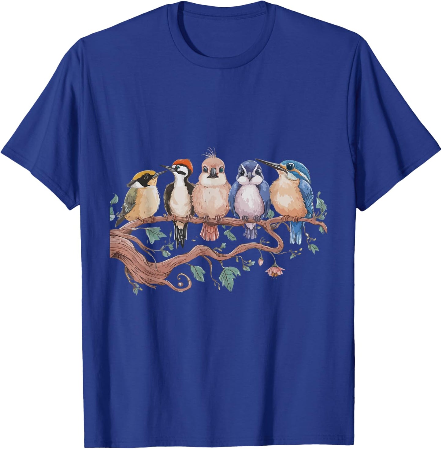 Whimsical Birdwatcher's Dream Perched Friends Cute Birds T-Shirt - T-Shirt | Royal