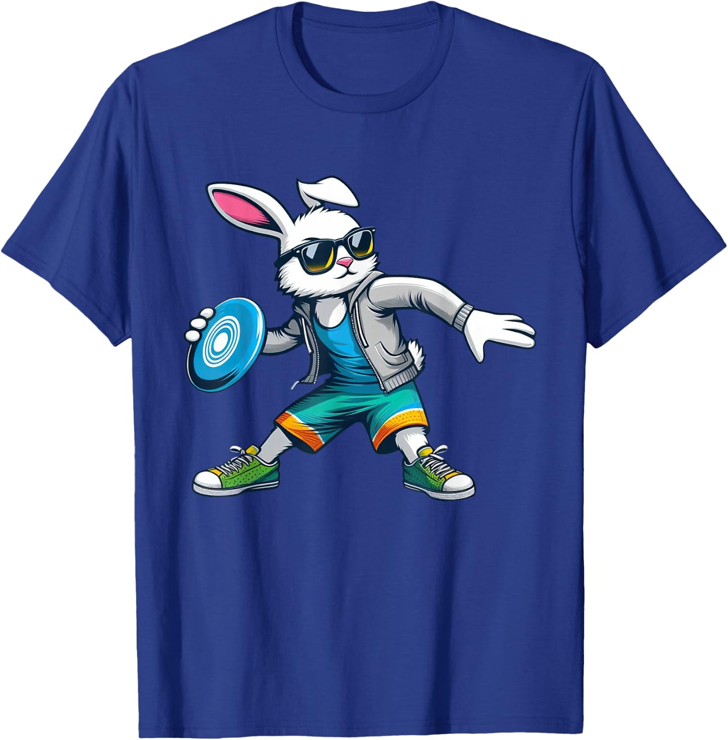 Funny Disc Golf Player Bunny Kids Men Easter T-Shirt - T-Shirt | Royal