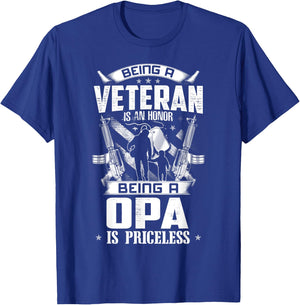 Being A Veteran Is An Honor A Opa Is Priceless Grandpa T-Shirt - T-Shirt | Royal