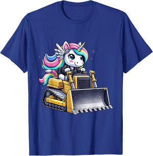 Unicorn Riding Bulldozer T-Shirt - T-Shirt | Royal
