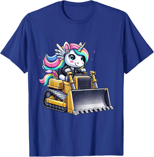 Unicorn Riding Bulldozer T-Shirt - T-Shirt | Royal