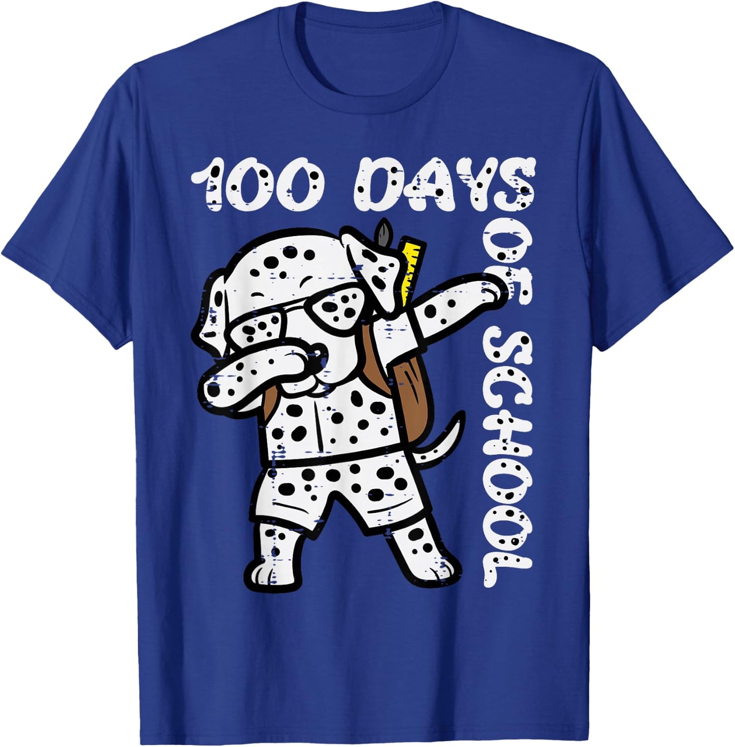 100 Days School Dalmatian Dog Dab 100th Day Boys Girls Kids T-Shirt - T-Shirt | Royal