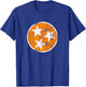 3 Star TN Orange and White Distressed Tennessee State Flag T-Shirt - T-Shirt | Royal