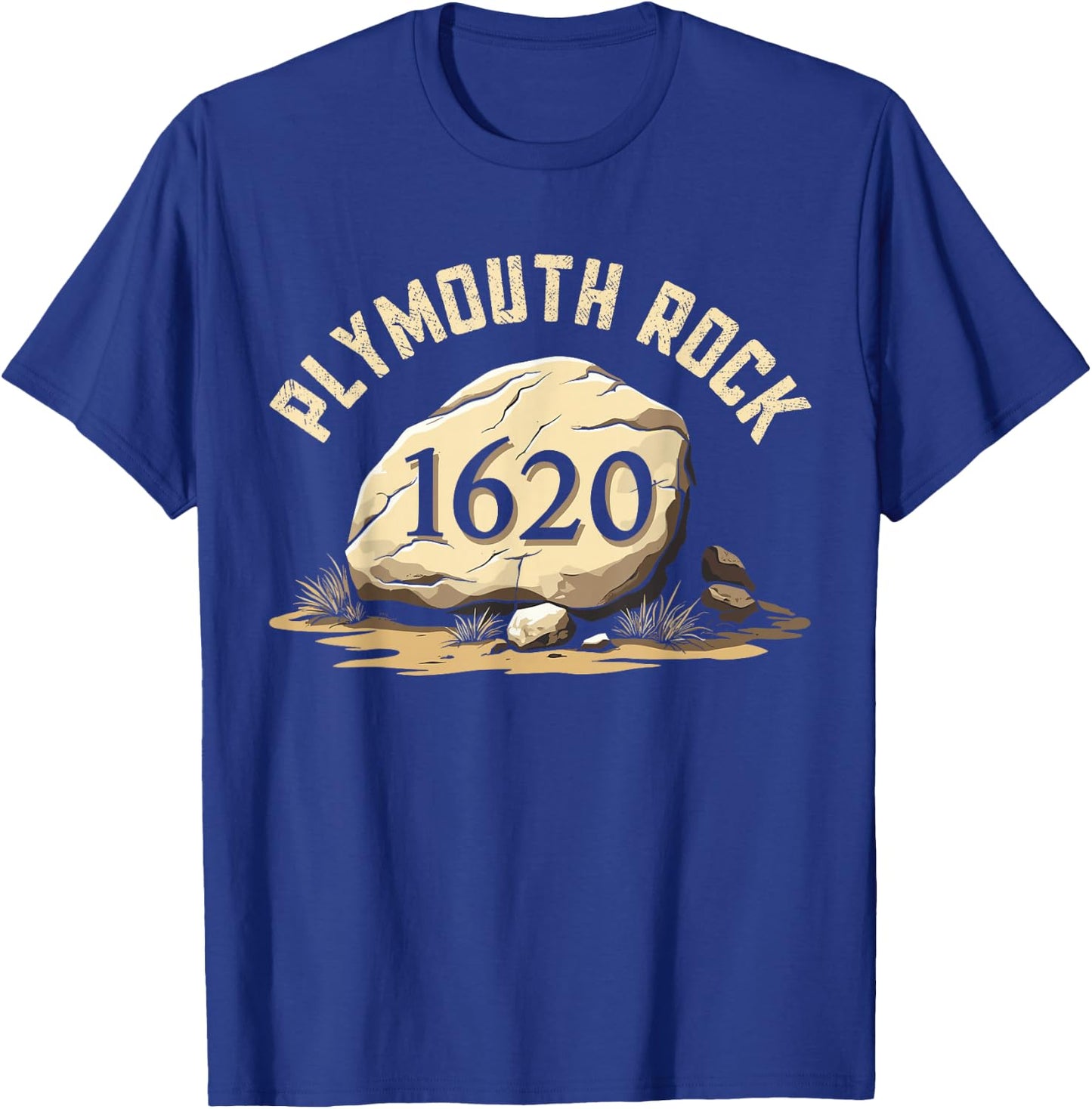 Plymouth Rock, Vintage Plymouth Massachusetts, Plymouth Rock T-Shirt - T-Shirt | Royal