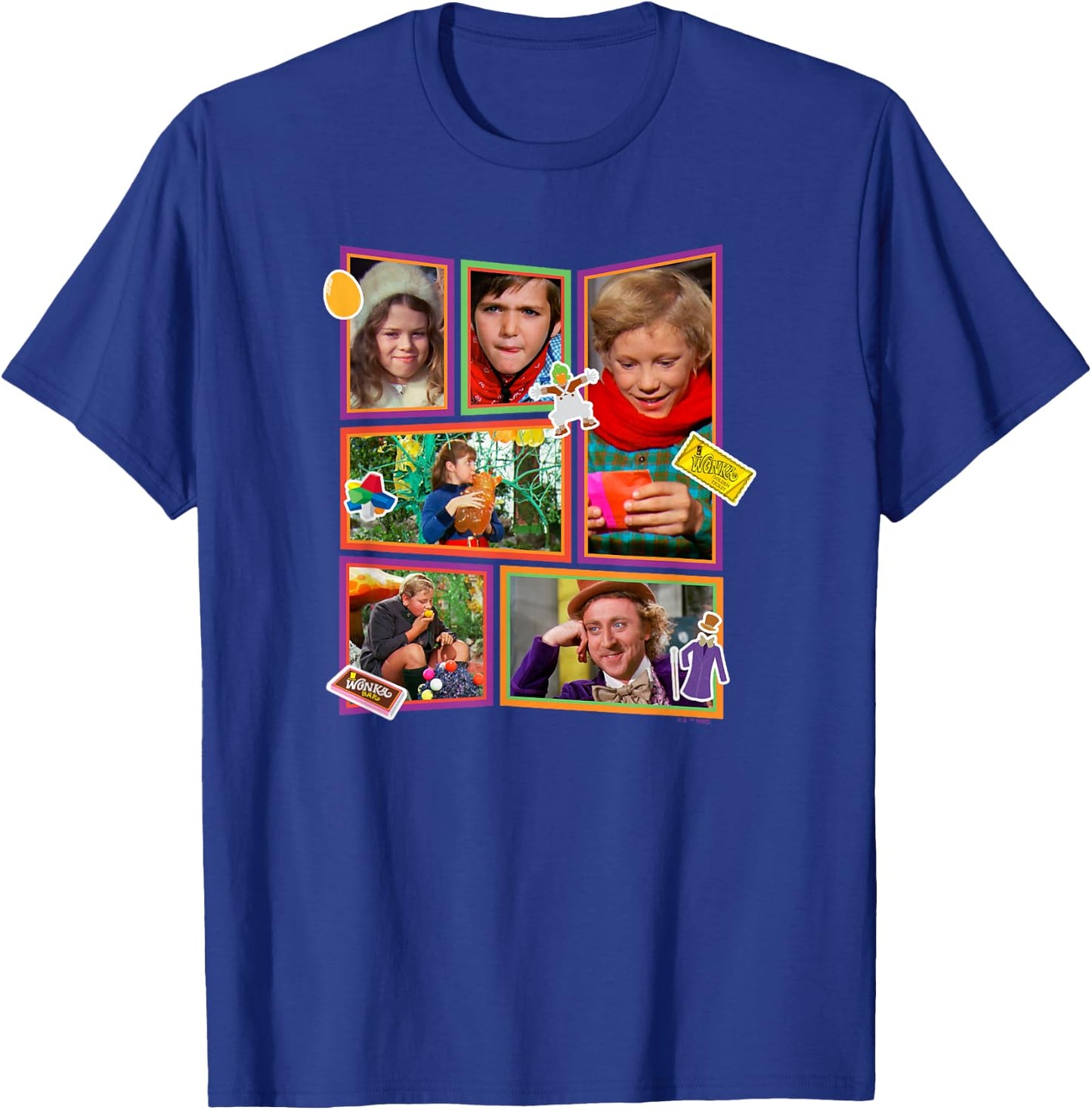 Willy Wonka And The Chocolate Factory Kids Boxed Up Frames T-Shirt - T-Shirt | Royal