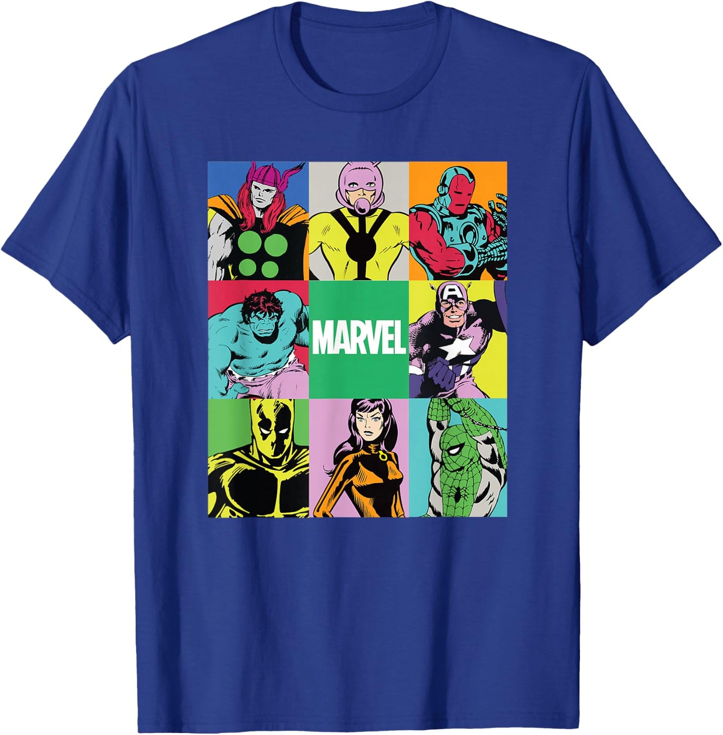 Marvel Avengers and Spider-Man Silver Age Super Heroes Retro T-Shirt - T-Shirt | Royal
